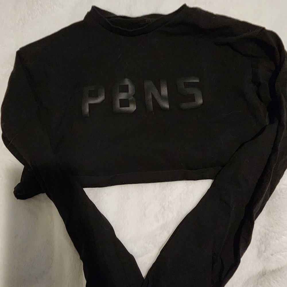 PBNS Oversized Long Sleeve Crop - Blackout